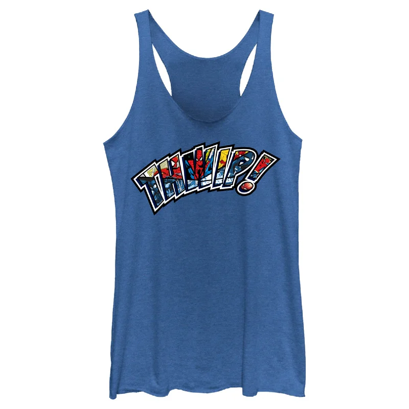 Women's Spider-Man: Beyond Amazing Thwip! Comic Book Panels Racerback Tank Top playful tank top Women's Spider-Man: Beyond Amazing Thwip! Comic Book Panels Racerback Tank Top playful tank top