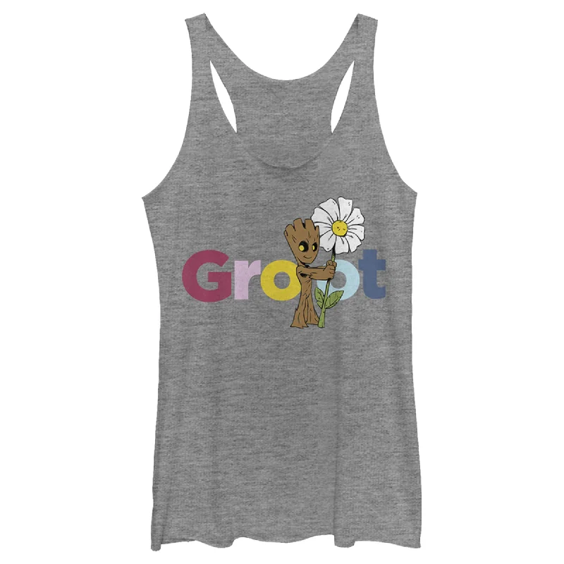 Women's Marvel Floral Groot Racerback Tank Top layering tank top