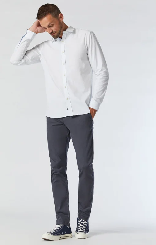 JOHNNY SLIM CHINO PANTS IN EBONY TWILL Stylish Slim Trousers
