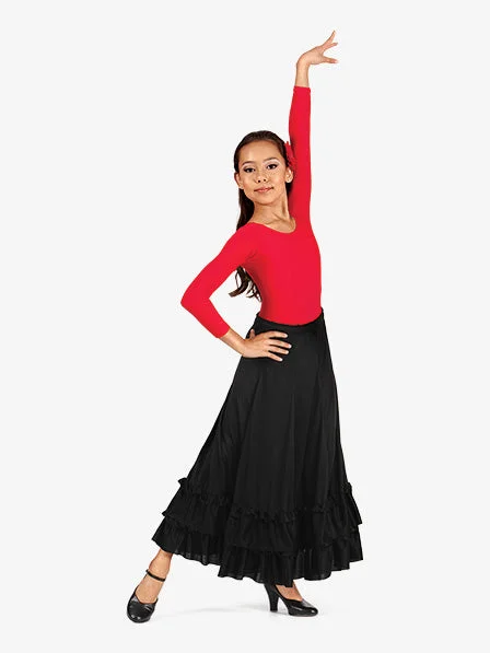 Girls Flamenco Ballroom Skirt silk skirt sleek