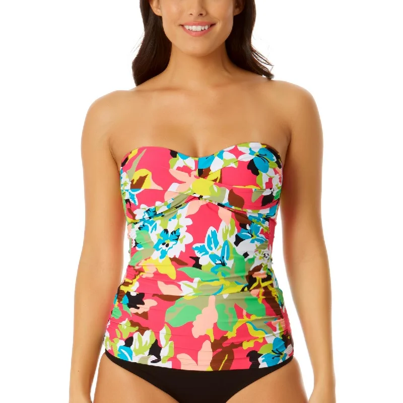 Anne Cole Womens Floral Print Bandeau Tankini Swim Top Adjustable Swim Top