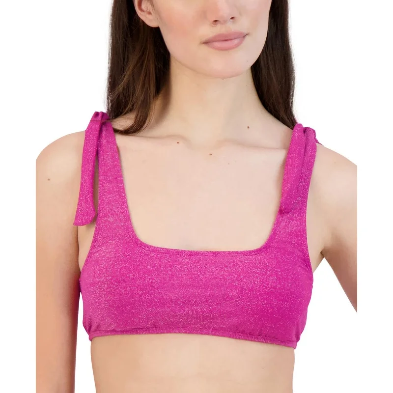 BCBGeneration Womens Metallic Shoulder-Tie Bikini Swim top Sporty Swimsuit Style
