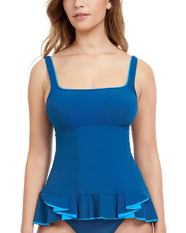 Profile By Gottex Belle Curve Square Neck Tankini Reversible Bikini Set