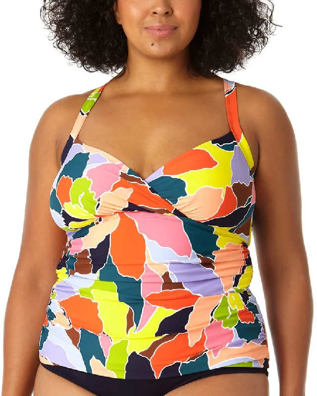Anne Cole Halter X Back Tankini High-Waist Bikini Set