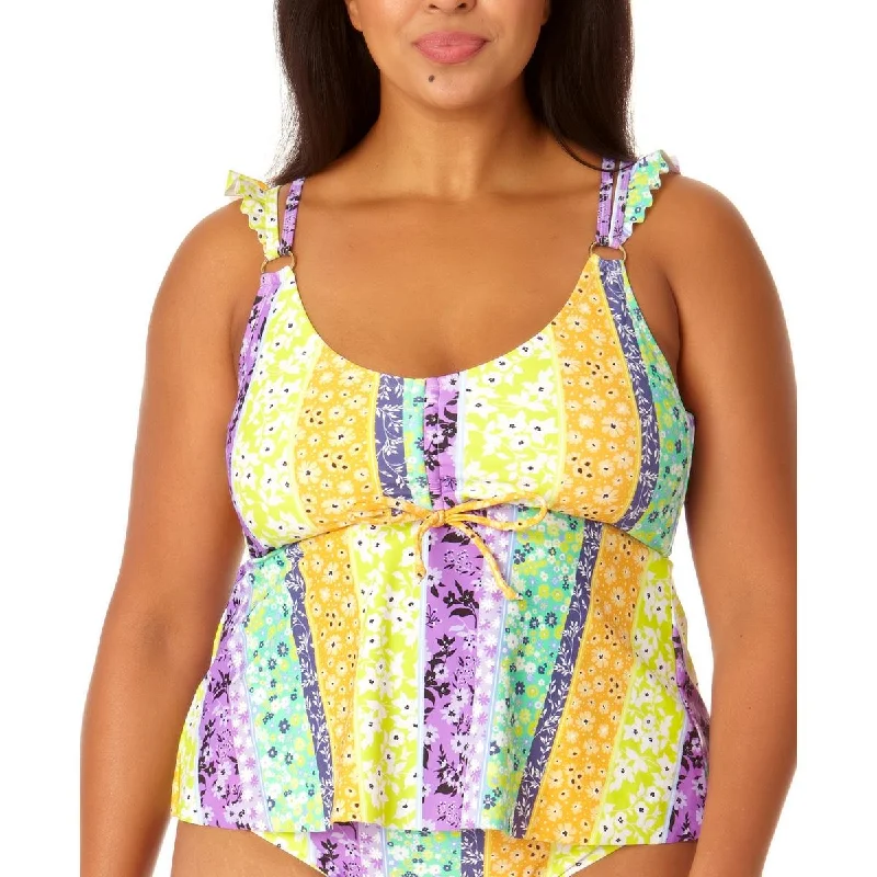California Sunshine Womens Plus Juniors Printed Tankini Swim Top Elegant Swim Dress