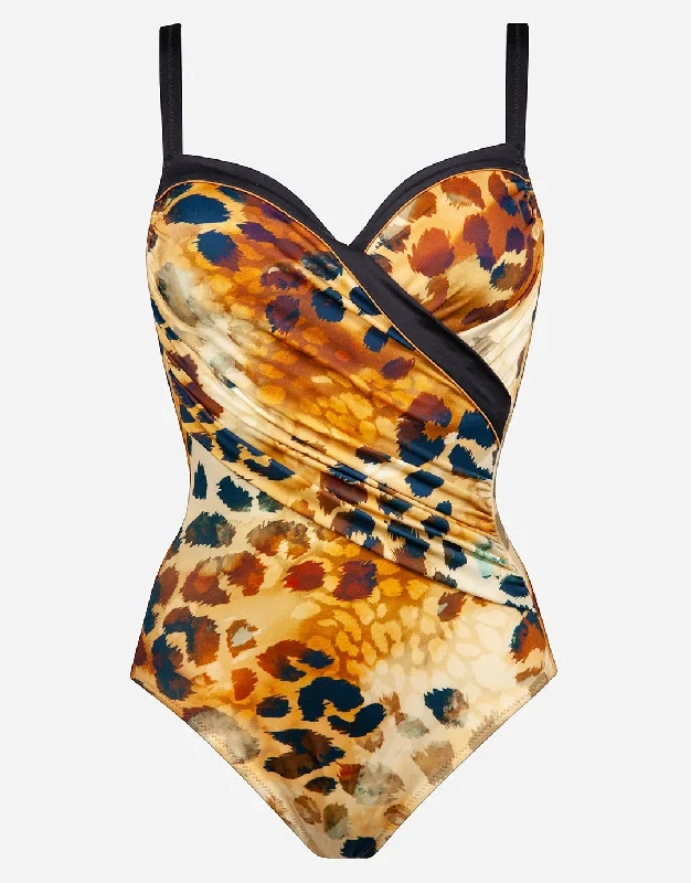 Desert Sunset Moulded Underwired Swimsuit - Terracotta Leo Sporty Swimwear Bottoms