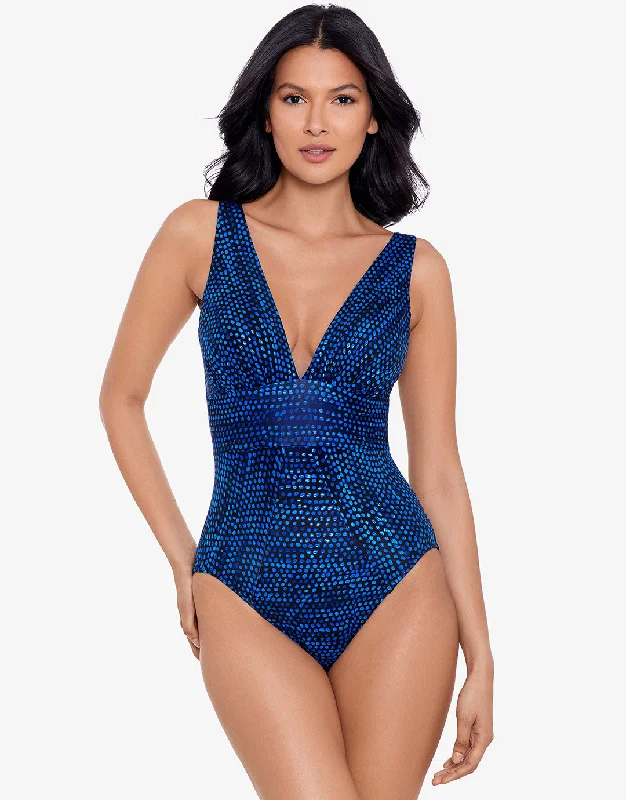 Dot Com Odyssey Swimsuit - Blue Ruffled Swimsuit Top