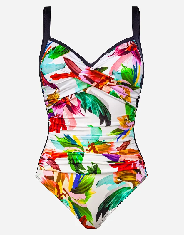 Floral Rainbows Twist Front Swimsuit Timeless Black Bikini
