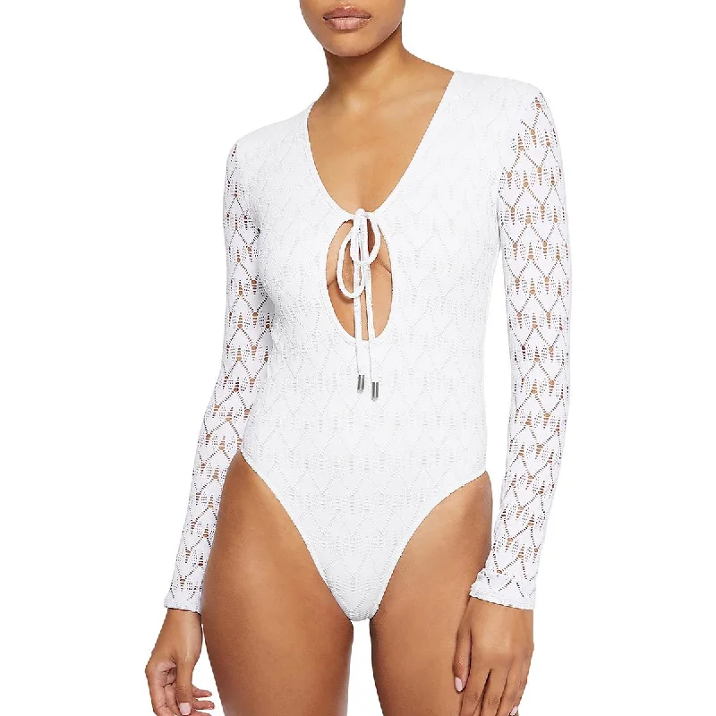 Jonathan Simkhai Womens Crochet Beachwear One-Piece Swimsuit Comfortable Swim Dress