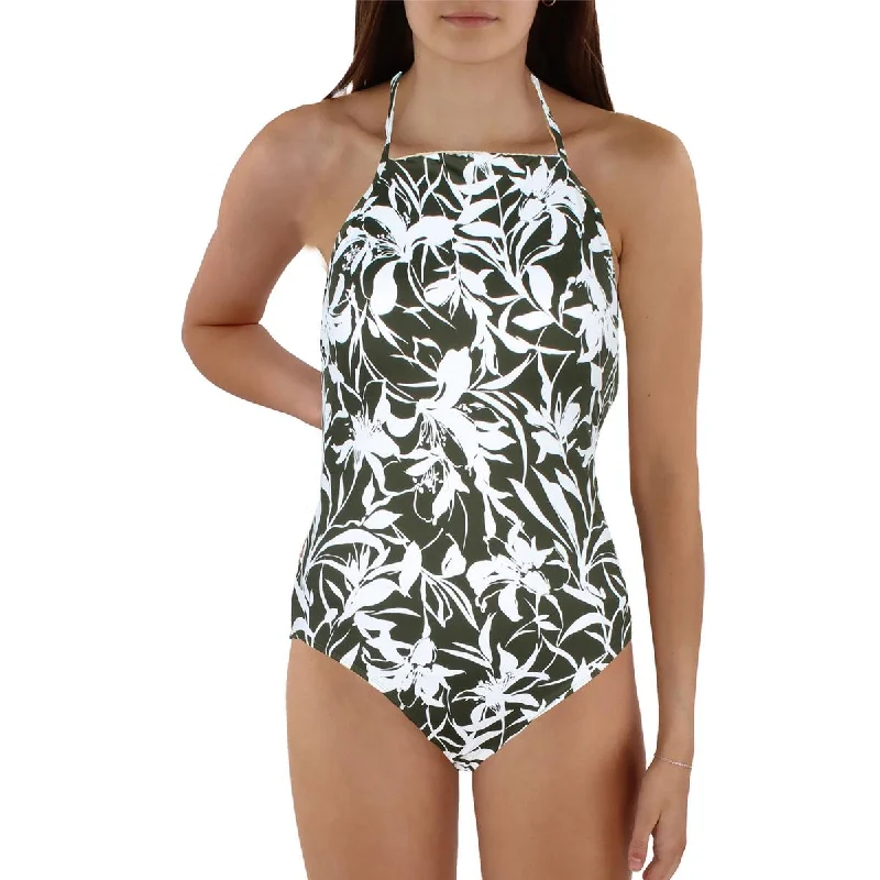 Lauren Ralph Lauren Womens Floral Underwire One-Piece Swimsuit Sporty Swim Shorts