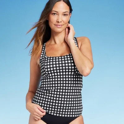 New - Lands' End Women's UPF 50 Underwire Square Neck Tankini Top - Black/White 2 Retro-Inspired Bikini Set New - Lands' End Women's UPF 50 Underwire Square Neck Tankini Top - Black/White 2 Retro-Inspired Bikini Set