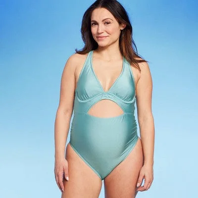 New - Shiny Cutout One Piece Maternity Swimsuit - Isabel Maternity by Ingrid & Isabel Blue L Timeless Black Bikini New - Shiny Cutout One Piece Maternity Swimsuit - Isabel Maternity by Ingrid & Isabel Blue L Timeless Black Bikini