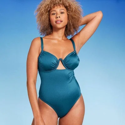 New - Shade & Shore Women's Underwire One Piece Swimsuit High Leg, Blue Shine 36C Comfortable Swim Dress New - Shade & Shore Women's Underwire One Piece Swimsuit High Leg, Blue Shine 36C Comfortable Swim Dress