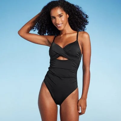 New - Shade & Shore Women's Underwire One Piece Swimsuit High Leg, Black 34D Strapless Swimsuit Top New - Shade & Shore Women's Underwire One Piece Swimsuit High Leg, Black 34D Strapless Swimsuit Top