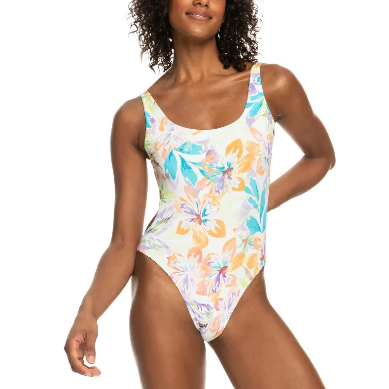 Roxy Womens Juniors Open Back Reversible One-Piece Swimsuit Chic Beach Cover-Up