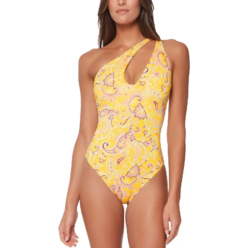 Sanctuary Womens Printed Beachwear One-Piece Swimsuit Beachy Ruffle Bikini