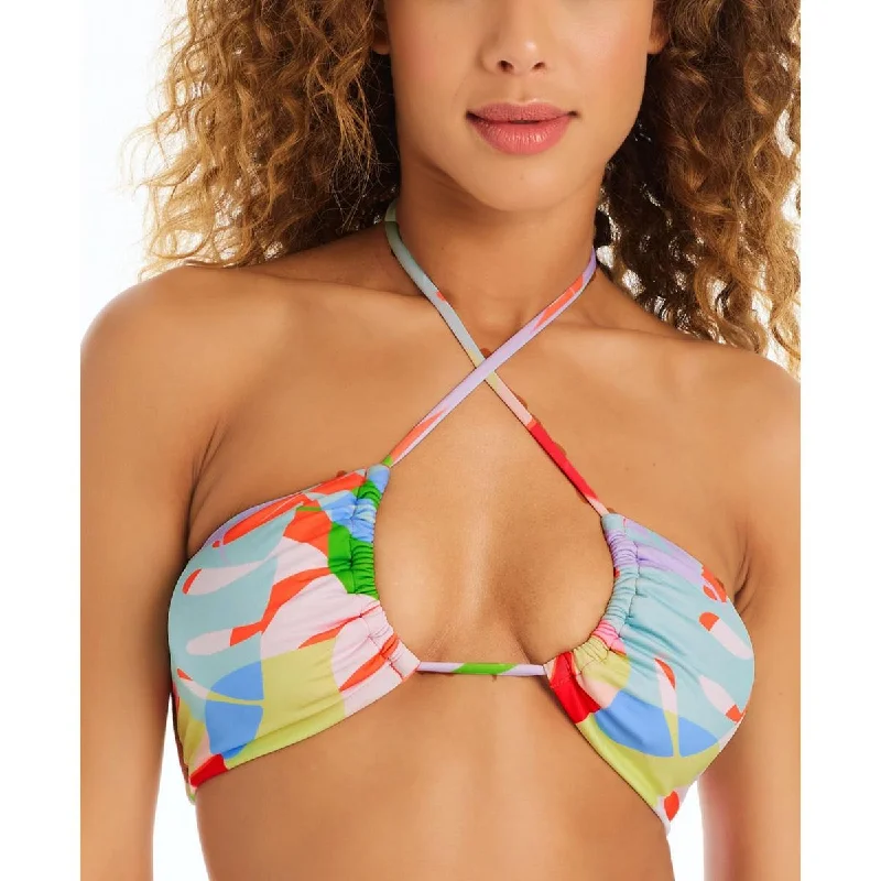 Sanctuary Womens Printed Tie Back Bikini Swim top Classic Monokini Design