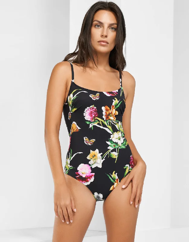 Siciliana Soft Cup Swimsuit - Black-Brights Playful Pattern Swimsuit