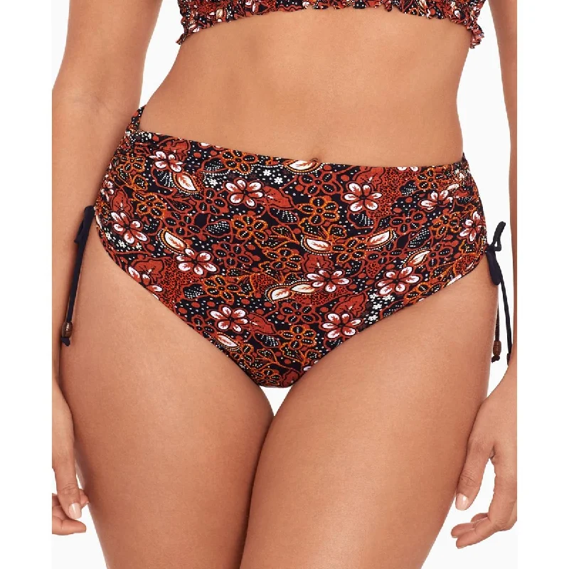 Skinny Dippers Womens High Waist Floral Print Swim Bottom Separates Plunge Back Swimsuit Skinny Dippers Womens High Waist Floral Print Swim Bottom Separates Plunge Back Swimsuit