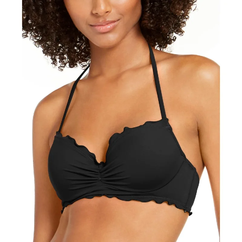Sundazed Womens Nixie Halter Scalloped Swim Top Separates Elegant Ruffled Bikini