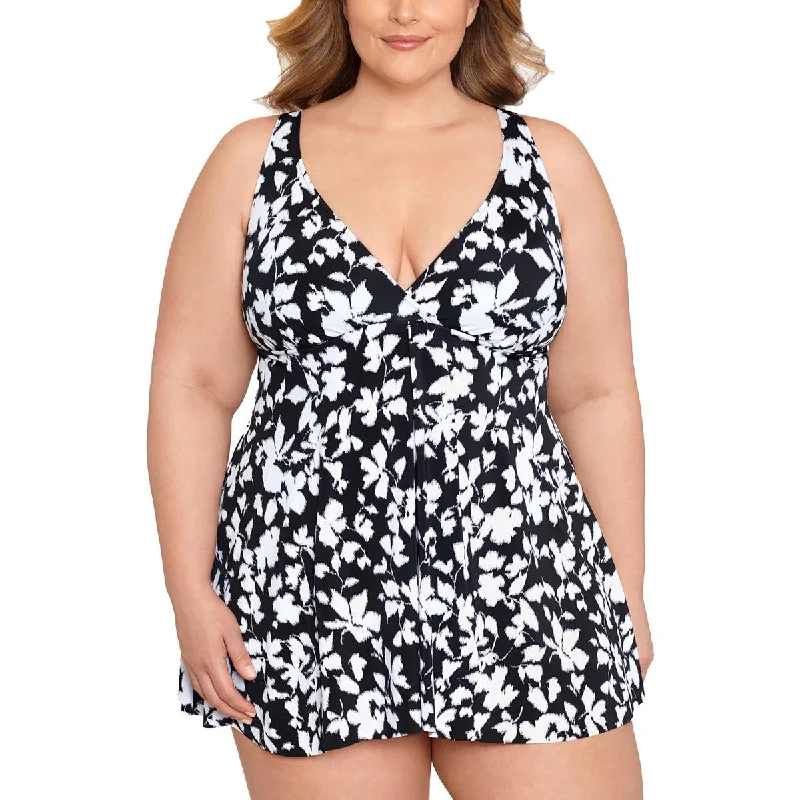 Swim Solutions Womens Plus Beachwear Summer One-Piece Swimsuit Fun Pattern Swimsuit