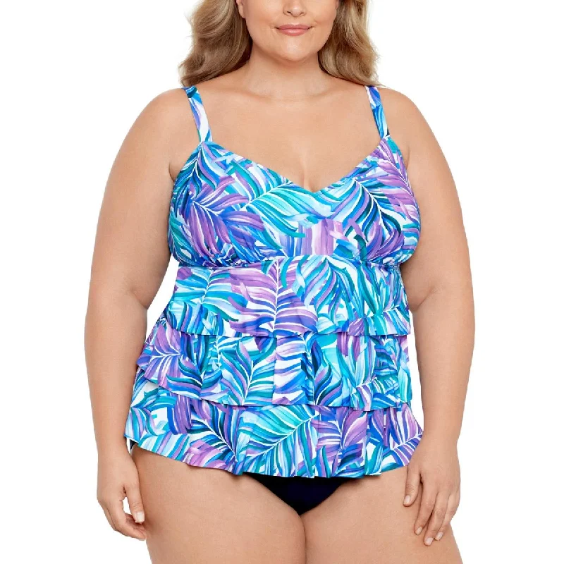 Swim Solutions Womens Plus Beachwear Tummy Control One-Piece Swimsuit Button-Front Swimsuit Swim Solutions Womens Plus Beachwear Tummy Control One-Piece Swimsuit Button-Front Swimsuit