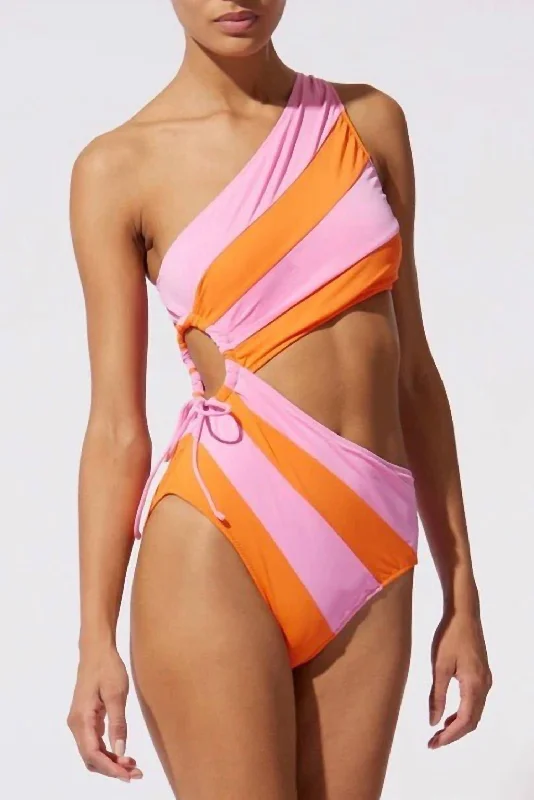 The Randall One Piece Swimsuit In Pink/clementine Stylish Cover-Up Set
