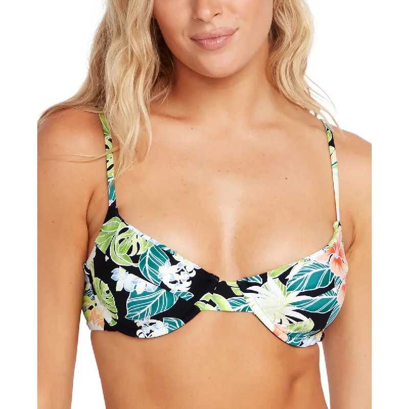 Volcom Womens Juniors Shady Beach Floral Print Underwire Bikini Swim top Trendy Swimwear Set