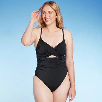 New - Shade & Shore Women's Underwire One Piece Swimsuit High Leg, Black 36DD Floral Bikini Top New - Shade & Shore Women's Underwire One Piece Swimsuit High Leg, Black 36DD Floral Bikini Top