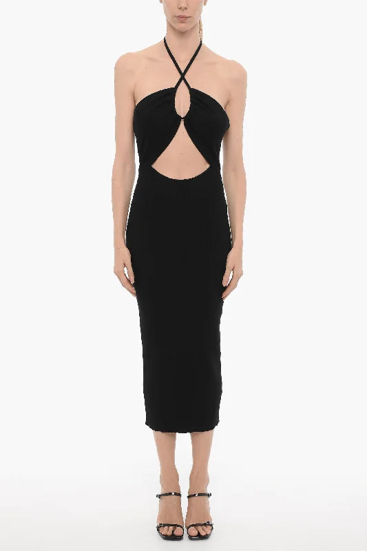 AllSaints Ribbed TONI Halterneck Dress with Cut-Out Detail Tunics Fashionable chic