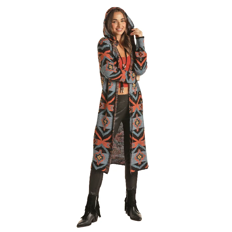 Rock & Roll Cowgirl Ladies Multicolor Aztec Knit Cardigan RRWT95R03Y-99 Plaid Cardigan Polka Dot Checkered Rock & Roll Cowgirl Ladies Multicolor Aztec Knit Cardigan RRWT95R03Y-99 Plaid Cardigan Polka Dot Checkered