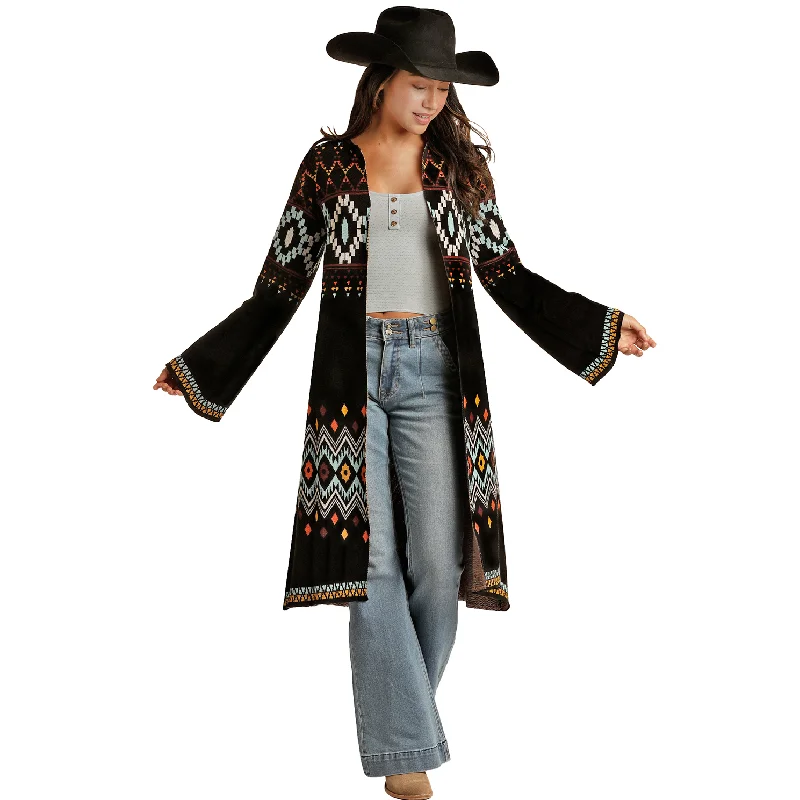 Powder River® Ladies Jacquard Aztec Long Sleeve Cardigan PRWO95RZX9-01 Cardigan Knitwear Sweater Powder River® Ladies Jacquard Aztec Long Sleeve Cardigan PRWO95RZX9-01 Cardigan Knitwear Sweater