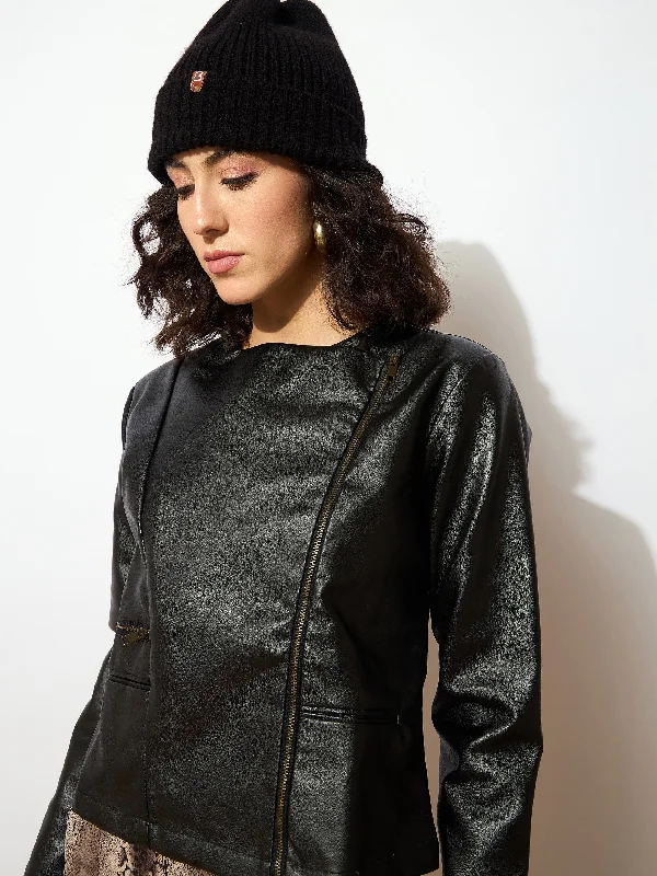 Women Black PU Biker Jacket Denim Jacket Leather Jacket Suede Jacket