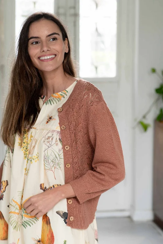 Ava cardigan Cinnamon *organic cotton Toggled Drawstring Belted