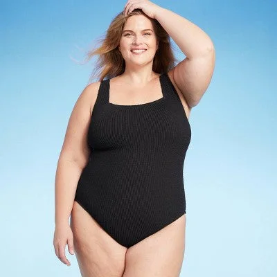 New - Women's Pucker Square Neck One Piece Swimsuit - Kona Sol Black 20 Elegant Swimsuit Bottoms New - Women's Pucker Square Neck One Piece Swimsuit - Kona Sol Black 20 Elegant Swimsuit Bottoms